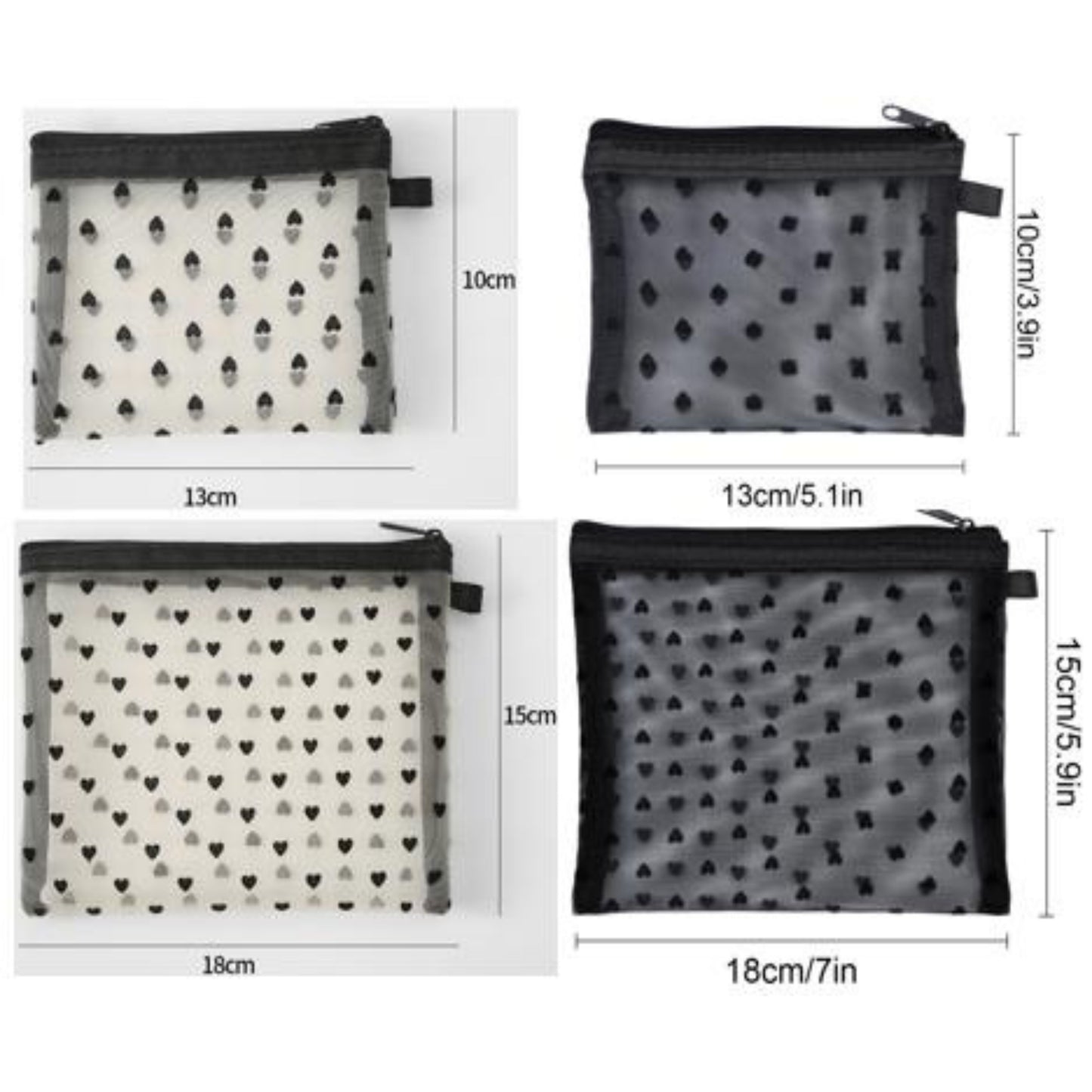 Heart Design Mesh Pouches - Model LG0015 & LG0014