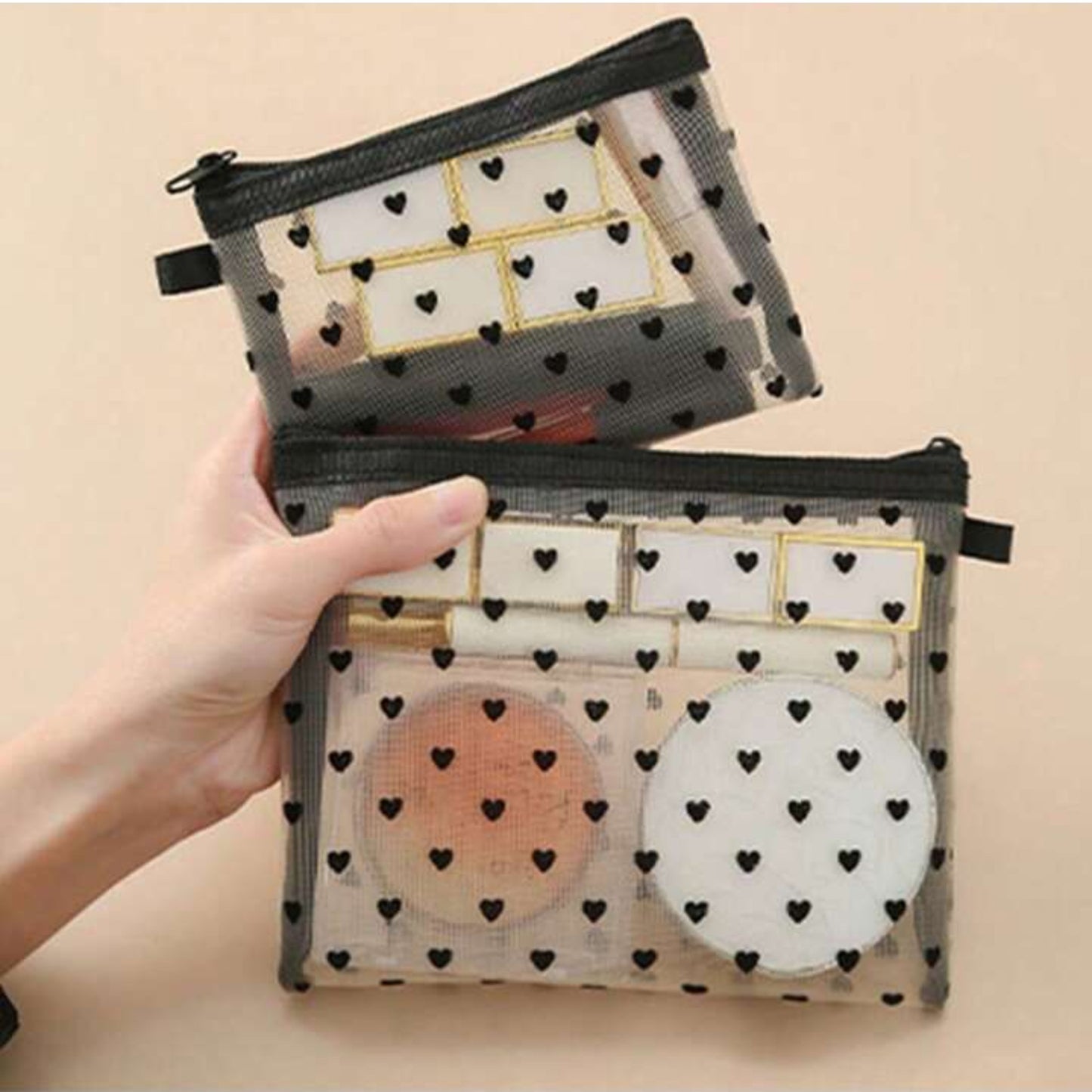 Heart Design Mesh Pouches - Model LG0015 & LG0014