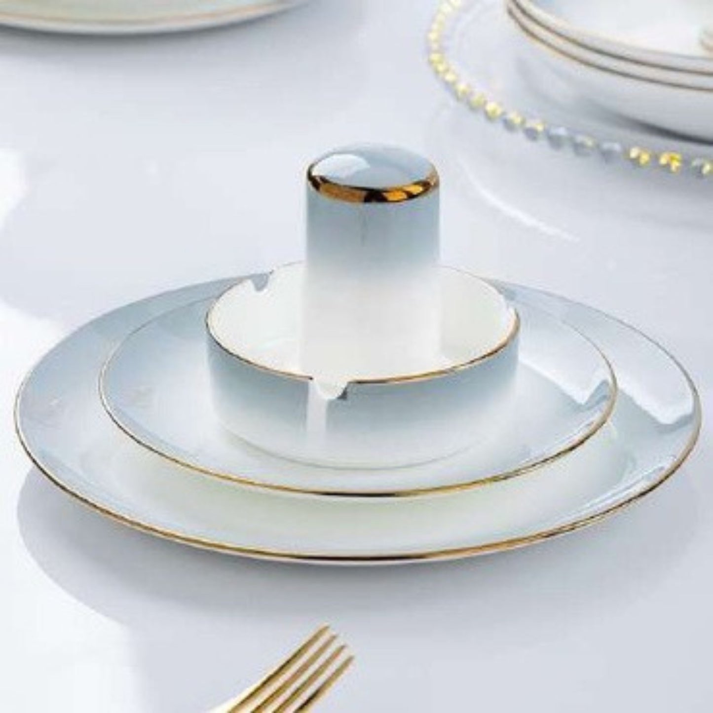 Starlit Gradient Gray bone china crockery set