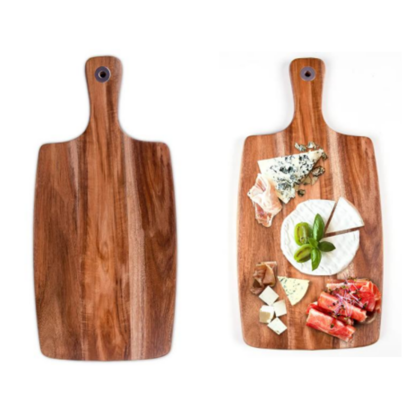 Slim Acacia Cutting Board with Embedded Handle and Juice Groove
