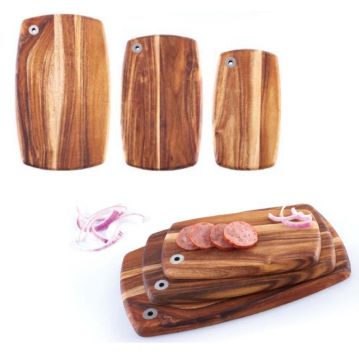 Acacia Cutting Board Set with Round Hole Handle