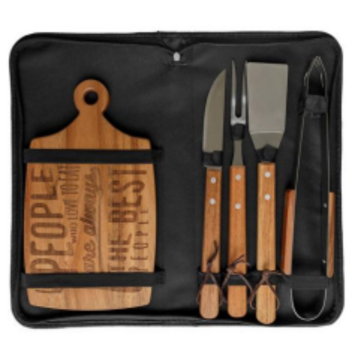 Outdoor Barbecue Tool Set with Acacia Wood Cutting Board