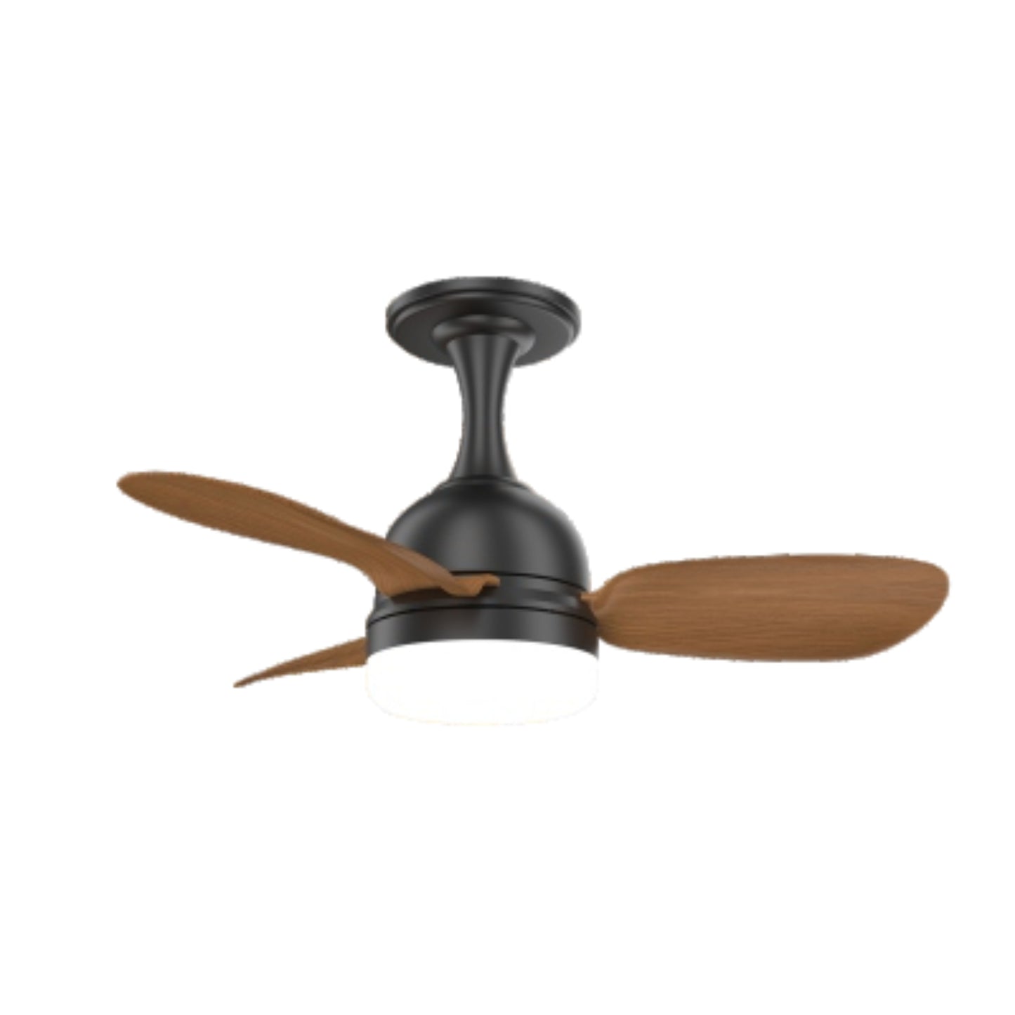 KBS-24K012 Compact Matte Black Ceiling Fan with Walnut Blades