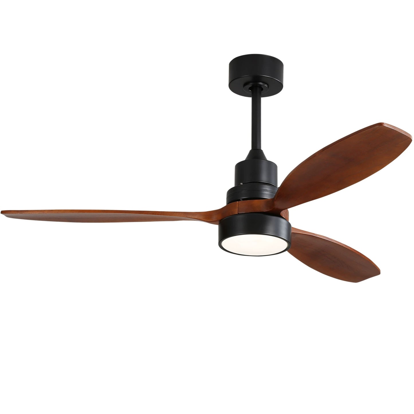 KBS-52K076 Matte Black Natural Wood Ceiling Fan with LED