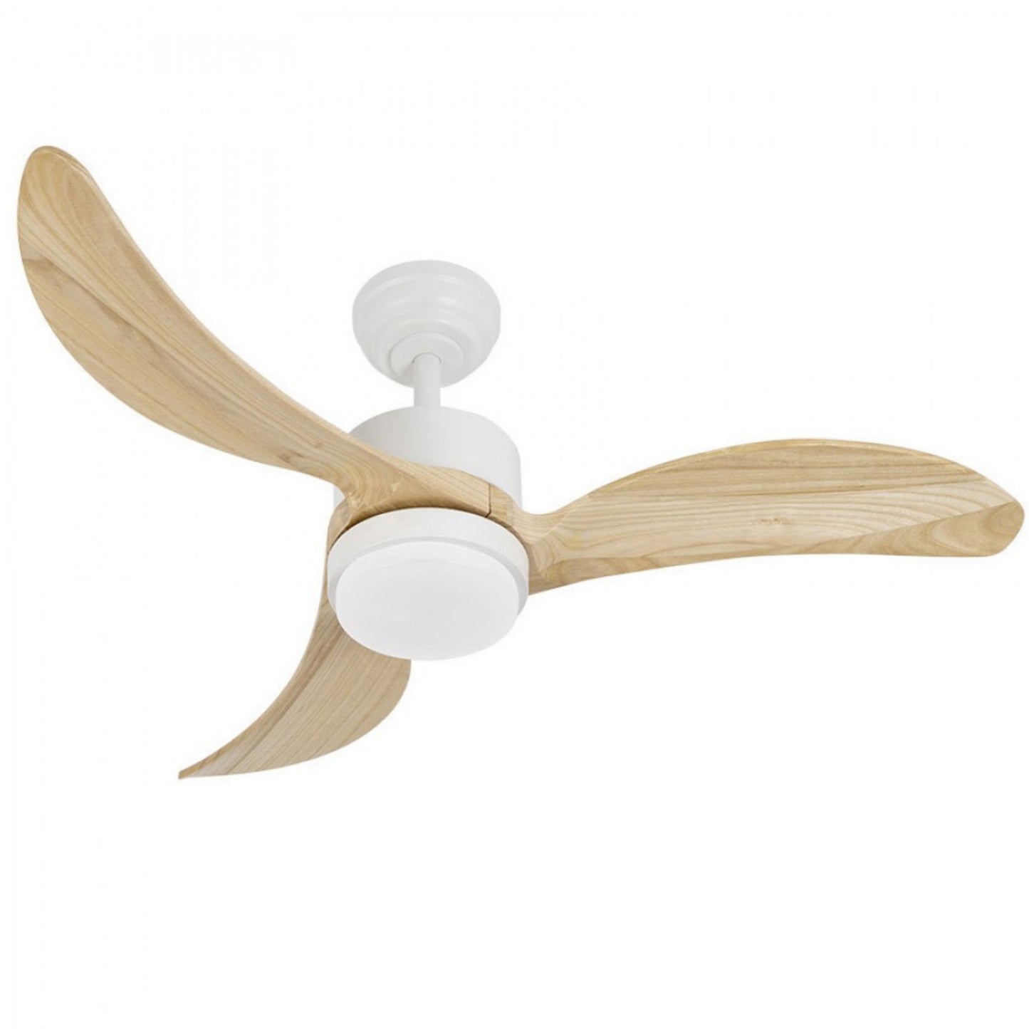 KBS-52K033 Matte White Solid Wood Ceiling Fan with LED Light