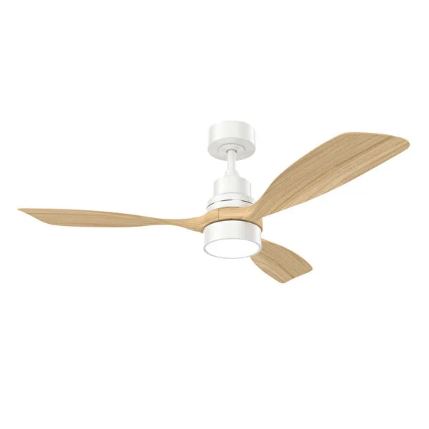 KBS-48K006 Matte White Ceiling Fan with Natural Solid Wood Blades
