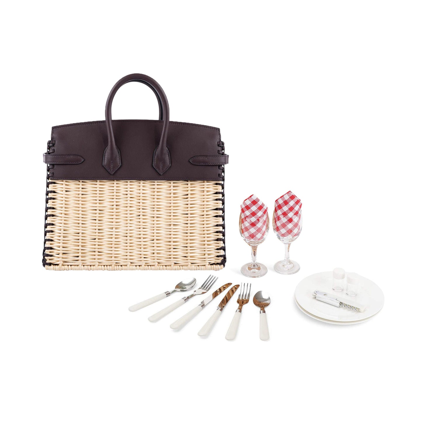 Handcrafted Willow Picnic Basket with Leather Accents – Durable & Stylish