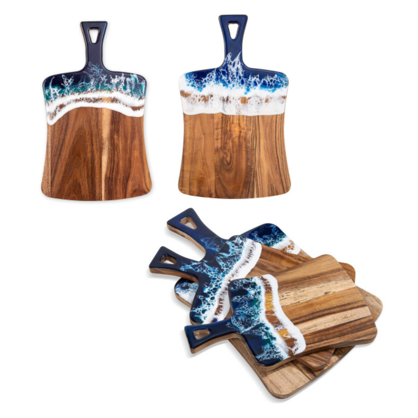 Acacia & Epoxy Resin Cutting Board with Triangle Hole Handle