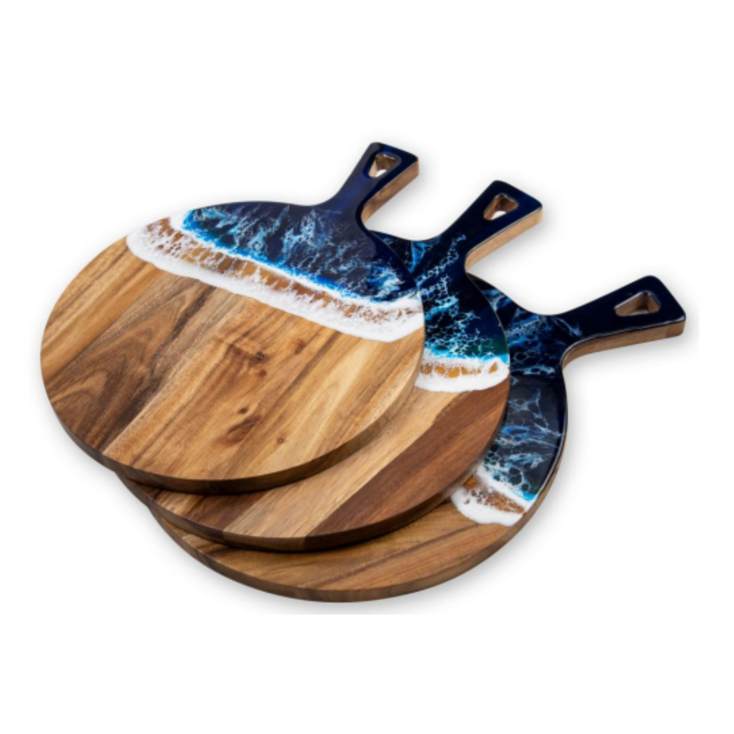 Large Acacia & Epoxy Resin Cutting Board with Triangle Handle