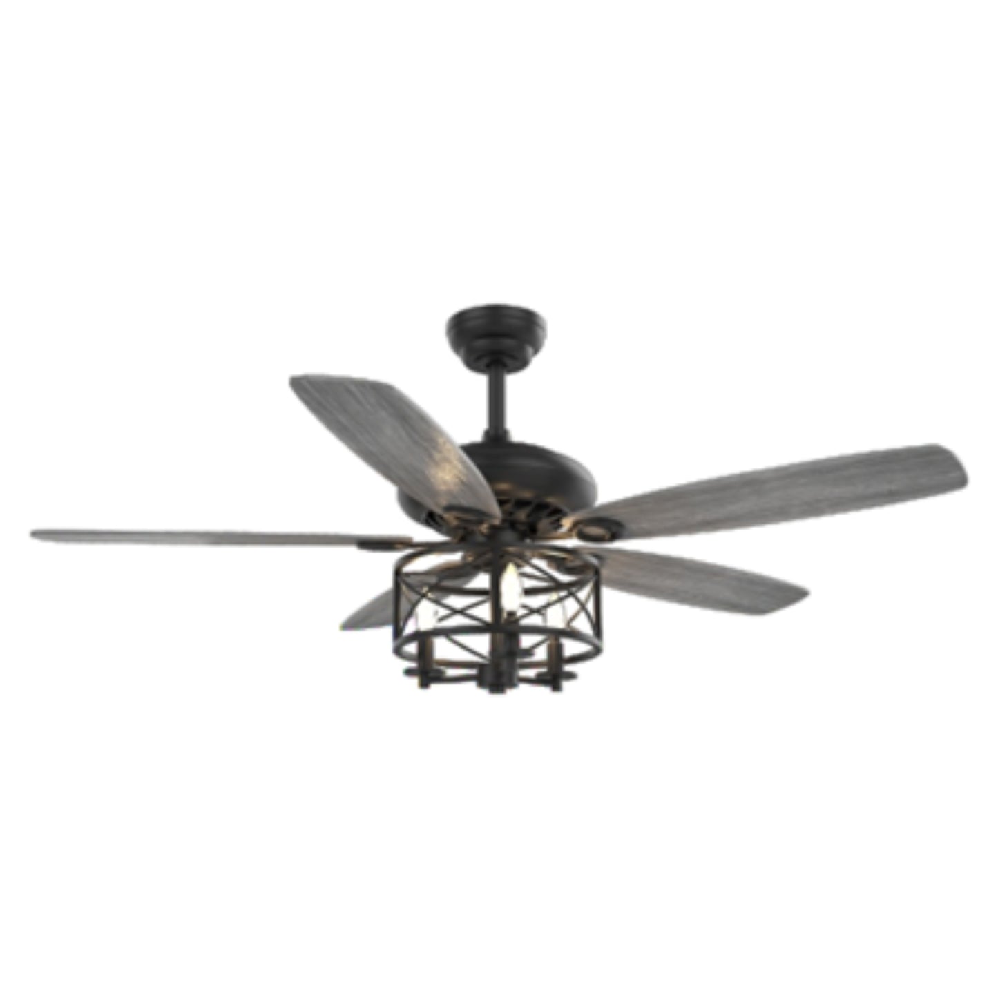 KBS-52K005 Black Ceiling Fan with Grey Plywood Blades and E14 Fixture