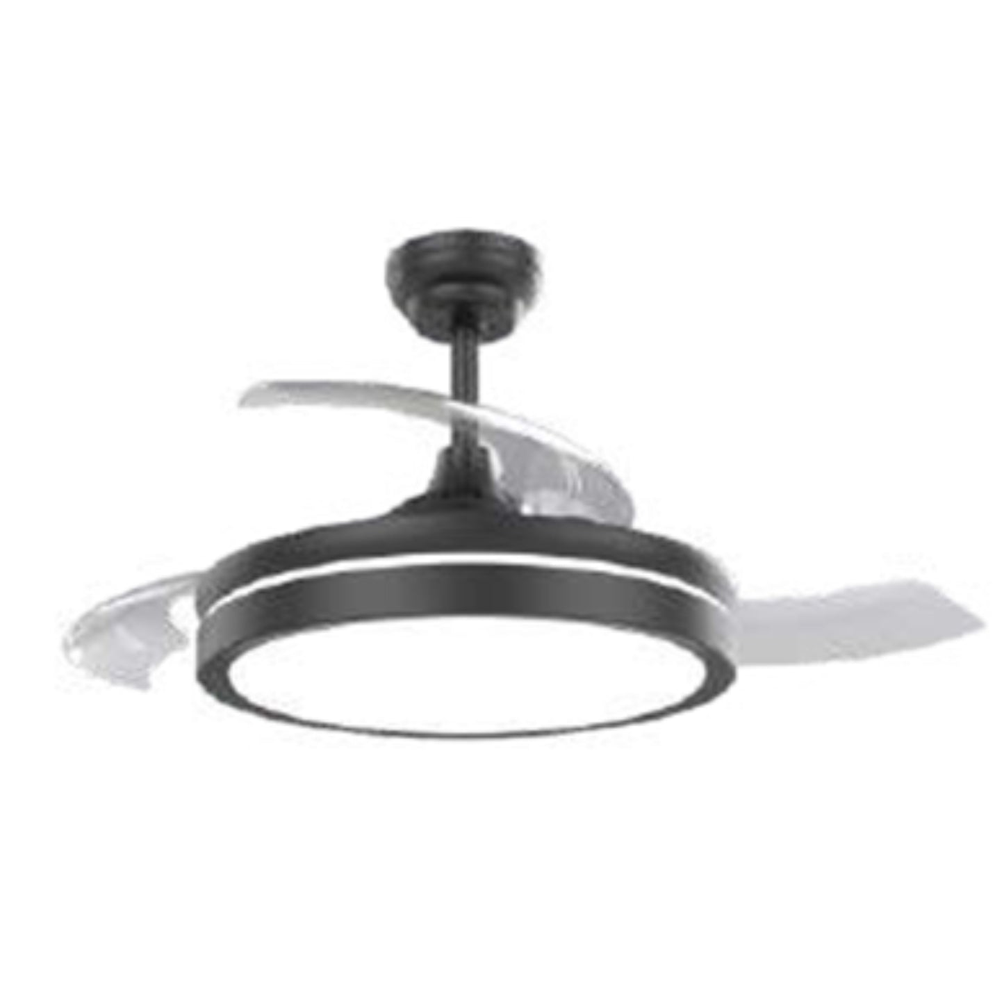 KBS-Y4296 Retractable Matte Black Ceiling Fan with LED Light