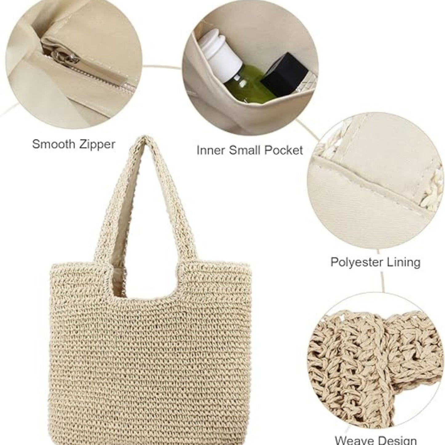 Customizable Woven Straw Tote Bag – Lightweight Beach Shoulder Bag