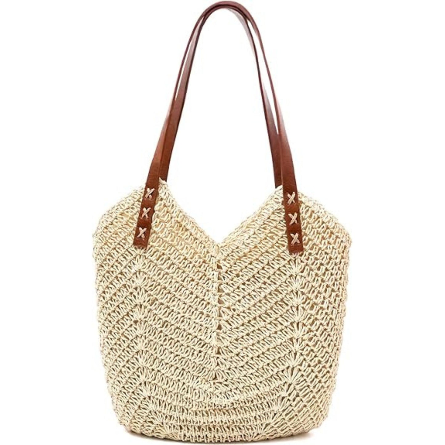 Customizable Straw Tote Bag with Zipper – Stylish & Spacious
