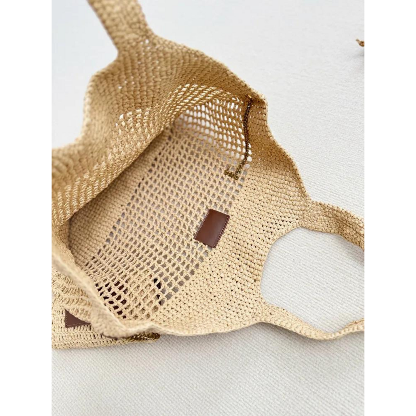 Woven Grass One-Shoulder Tote Bag – Stylish & Spacious Half-Moon Design