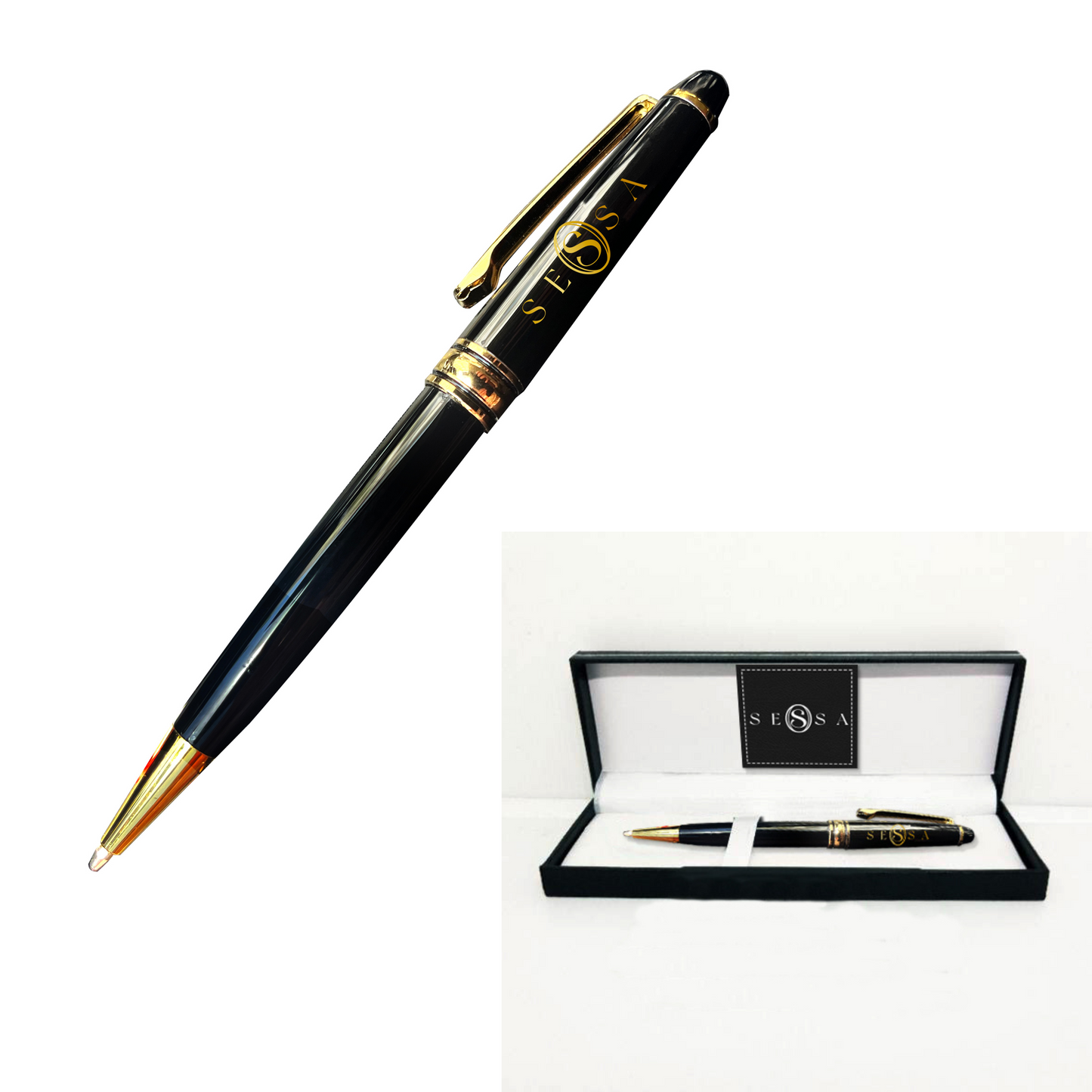 Luxury Black & Gold Ballpoint Pen with Gift Box