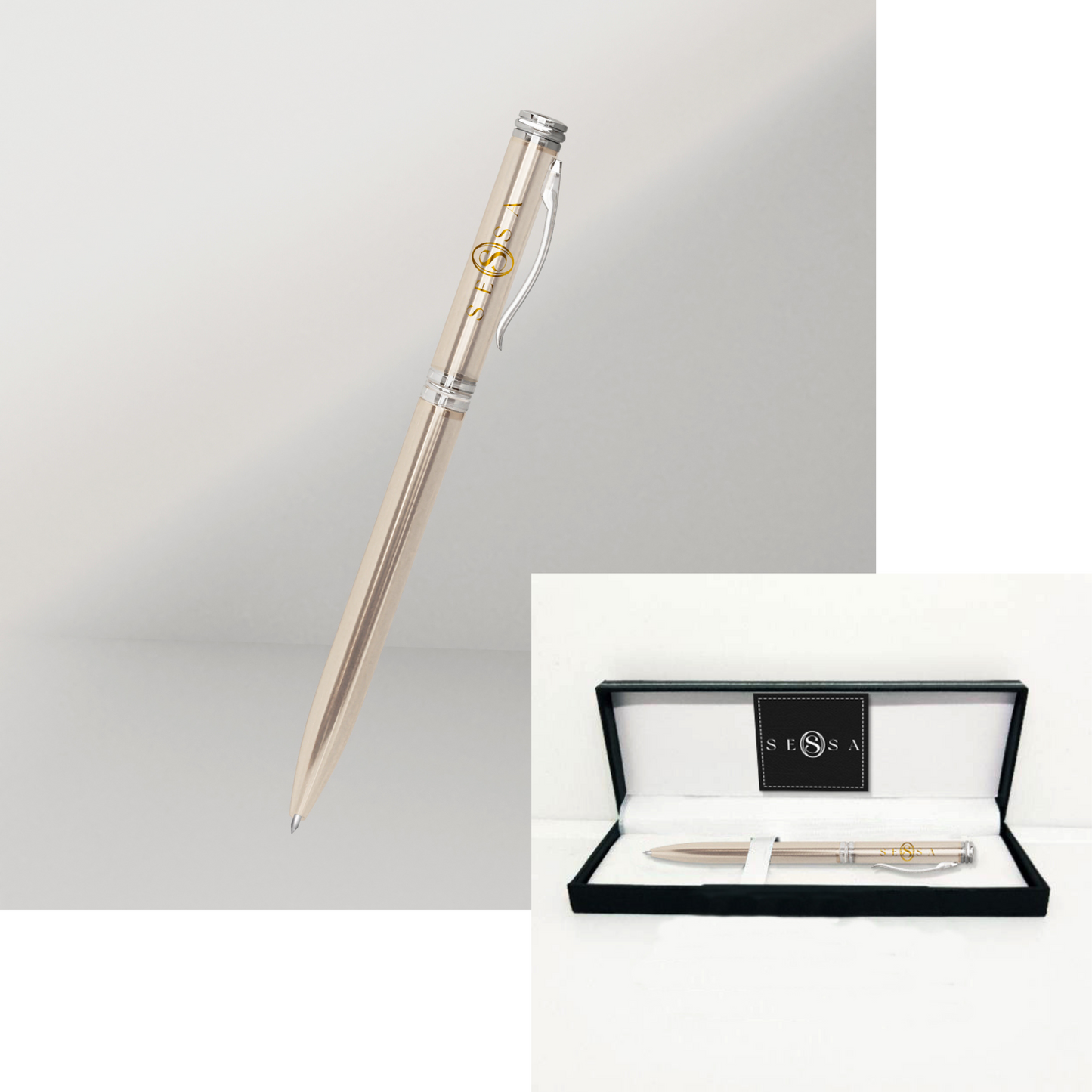 Silver & Gold Ballpoint Pen – Luxury Gift with Matching Box