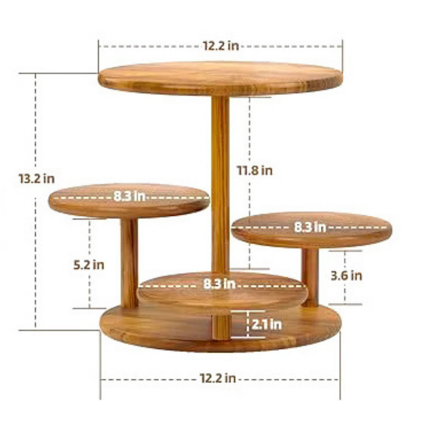 4-Tier Wooden Round Dessert Tower Display