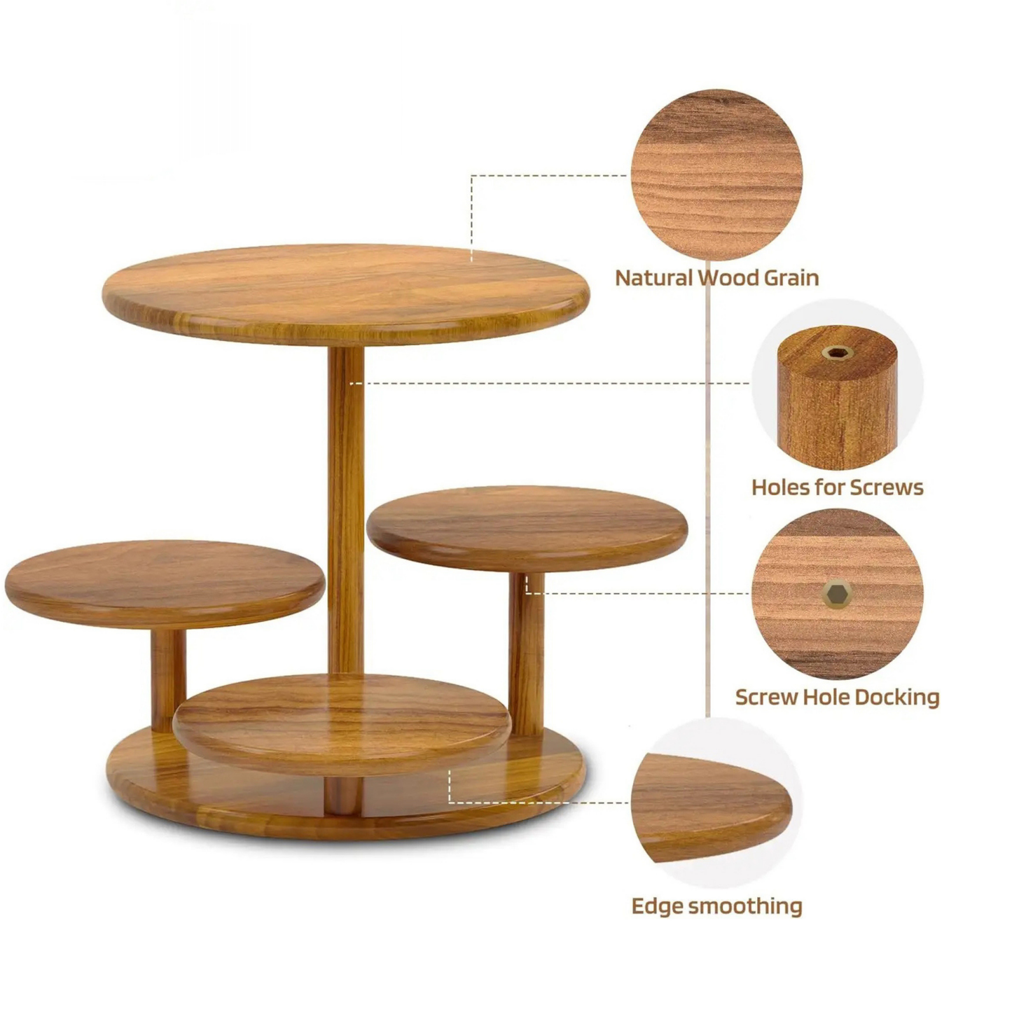 4-Tier Wooden Round Dessert Tower Display