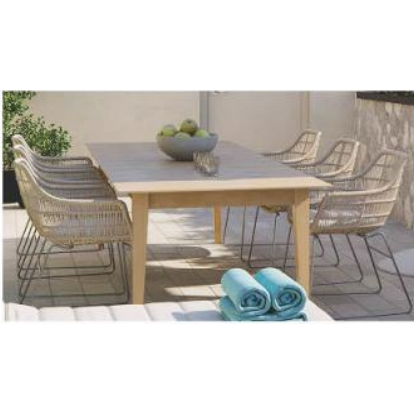 Modern Wood & Rope Outdoor Dining Set – Stylish & Durable