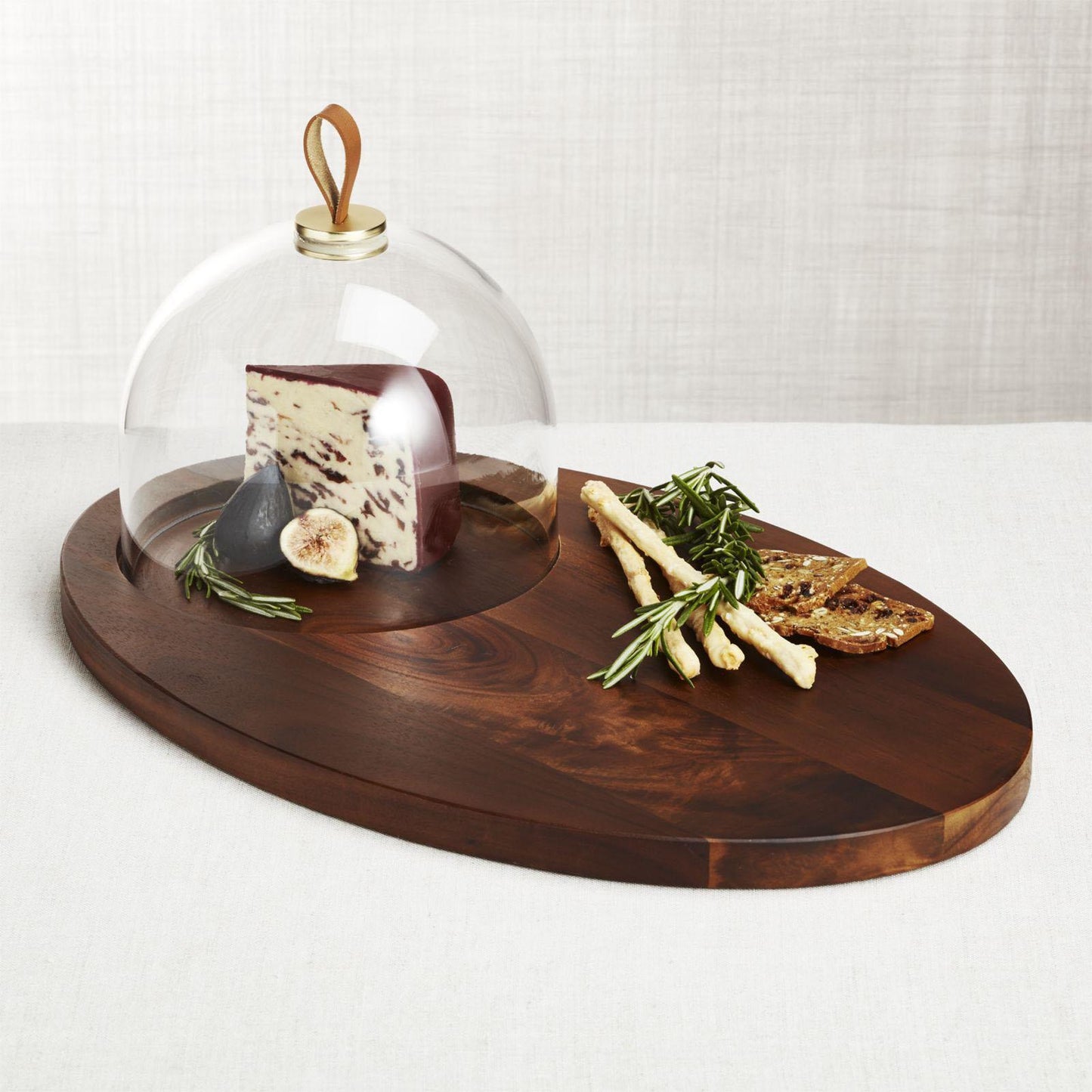 Glass Dome with Cheeseboard – Elegant Serving Set with Leather Handle