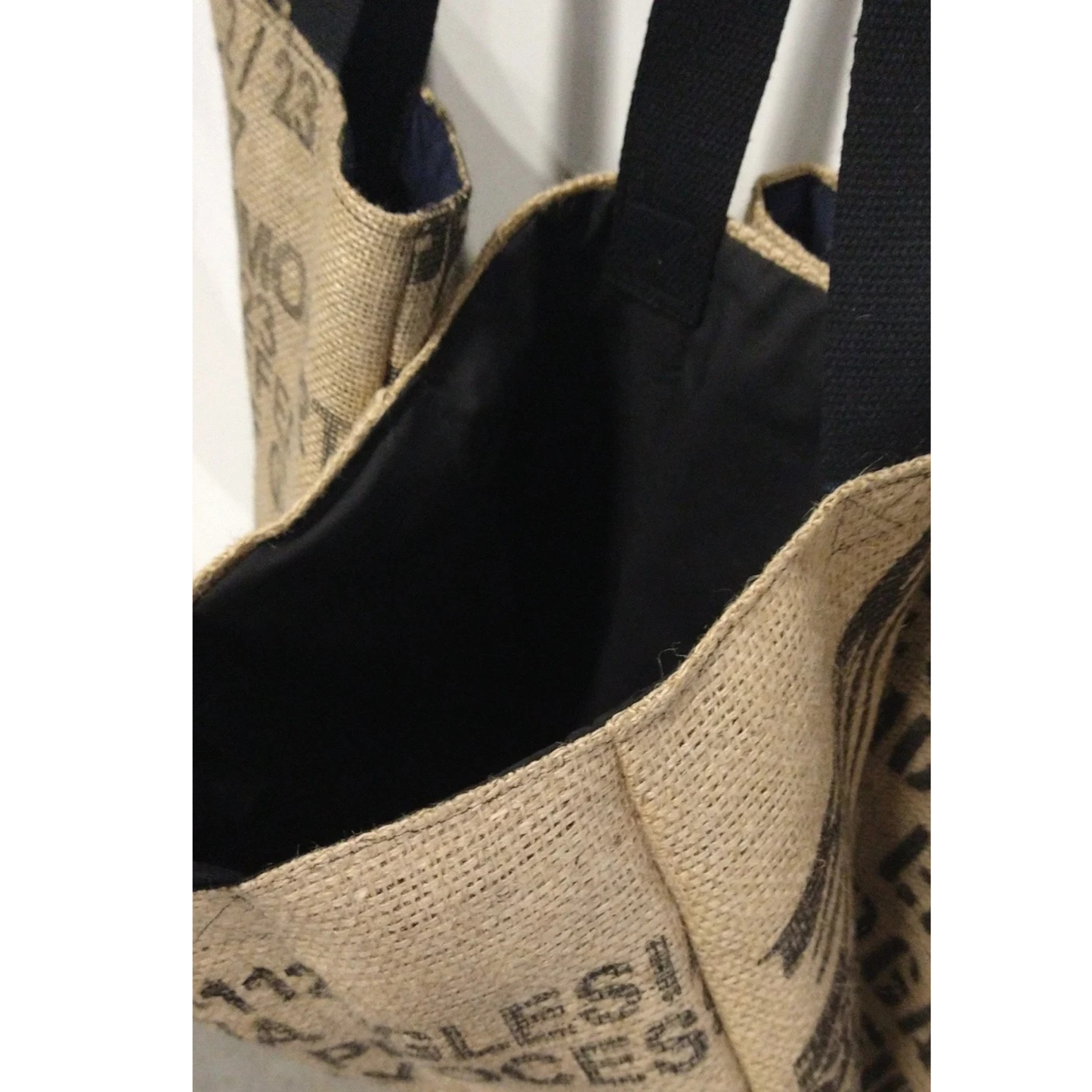 Jute Tote Bag with Cotton Fabric & Rope Handles