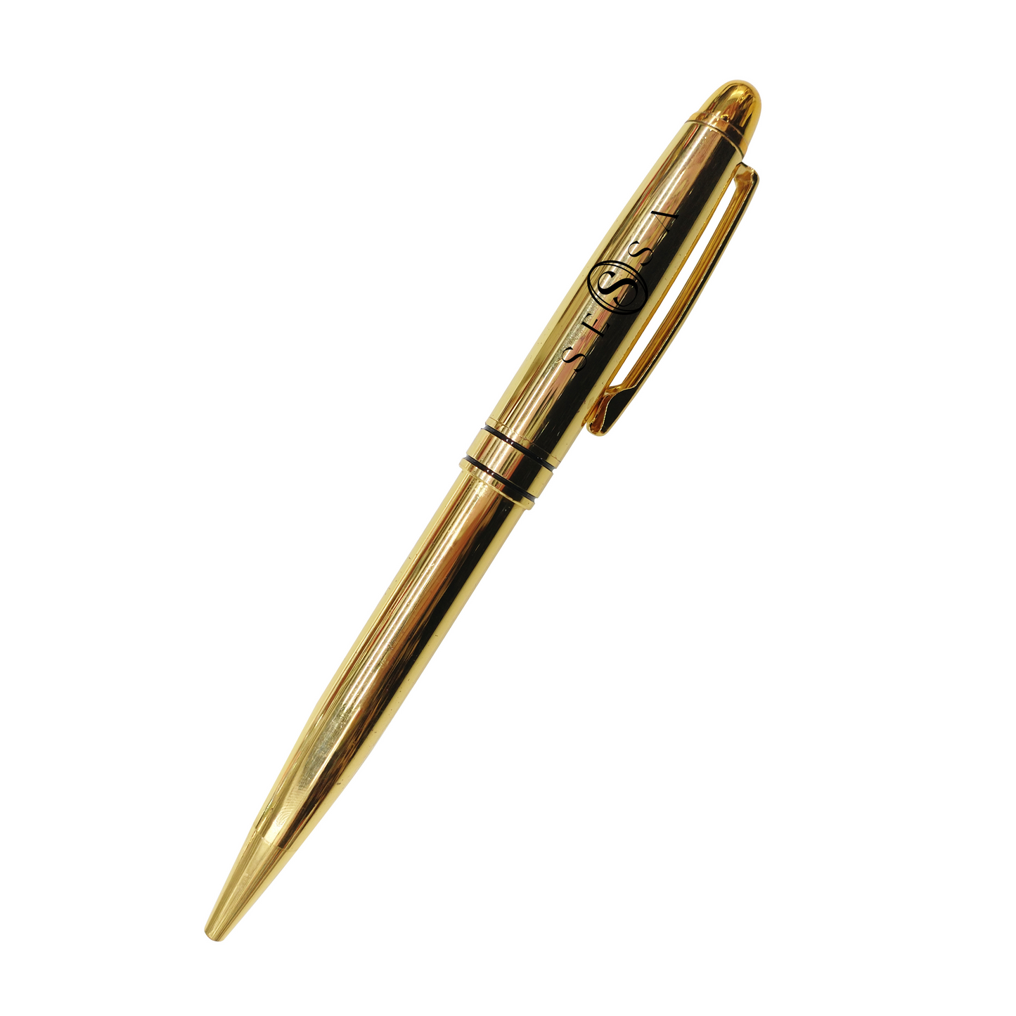 Gold Ballpoint Pen with Engraved Black Logo – Luxury Executive Gift