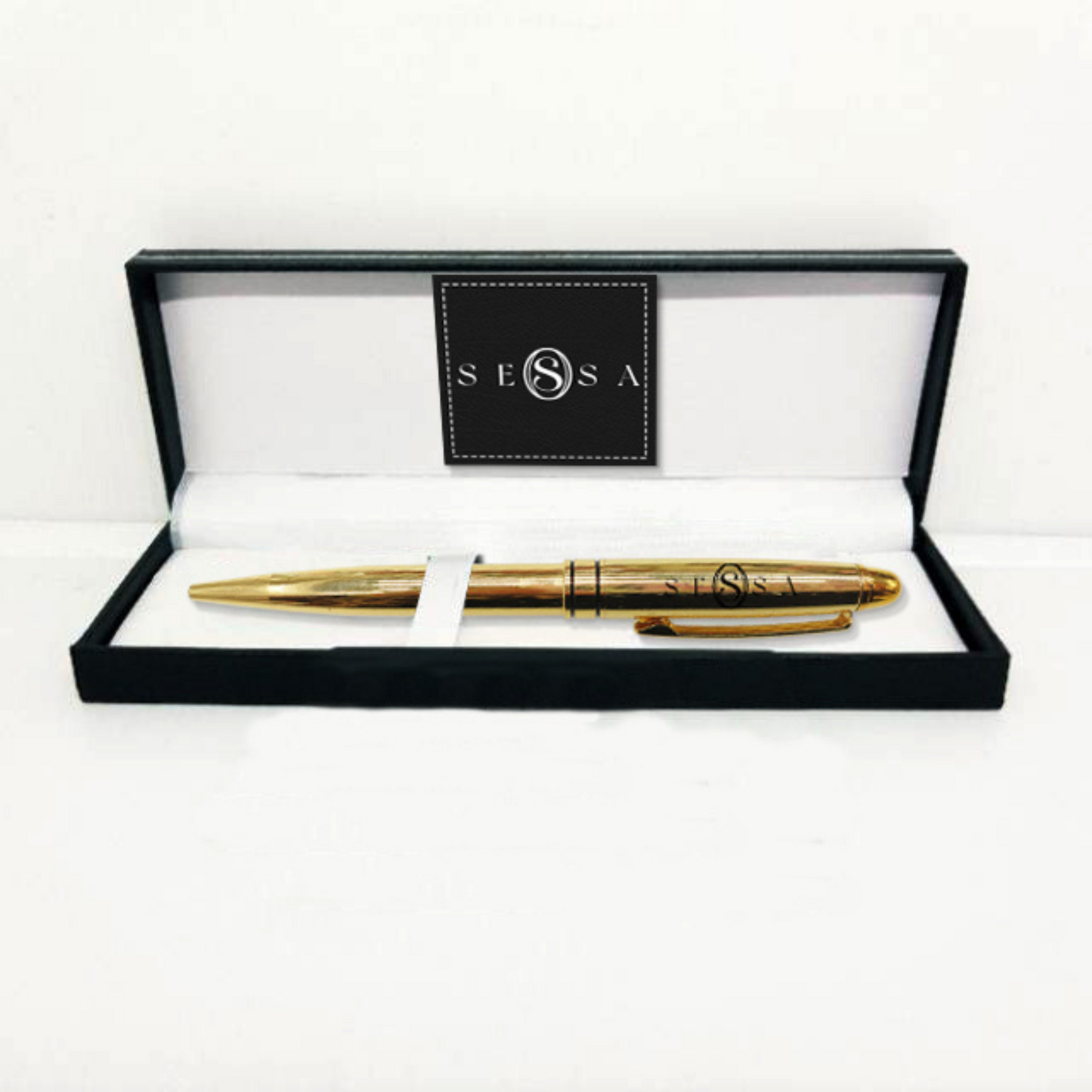 Gold Ballpoint Pen with Engraved Black Logo – Luxury Executive Gift