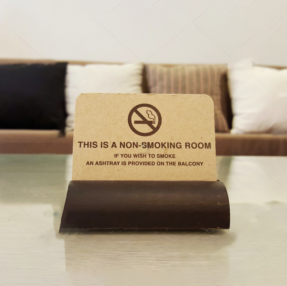 Metal No Smoking Sign with Wooden Base – Debossed Print (3x4", 4x6")