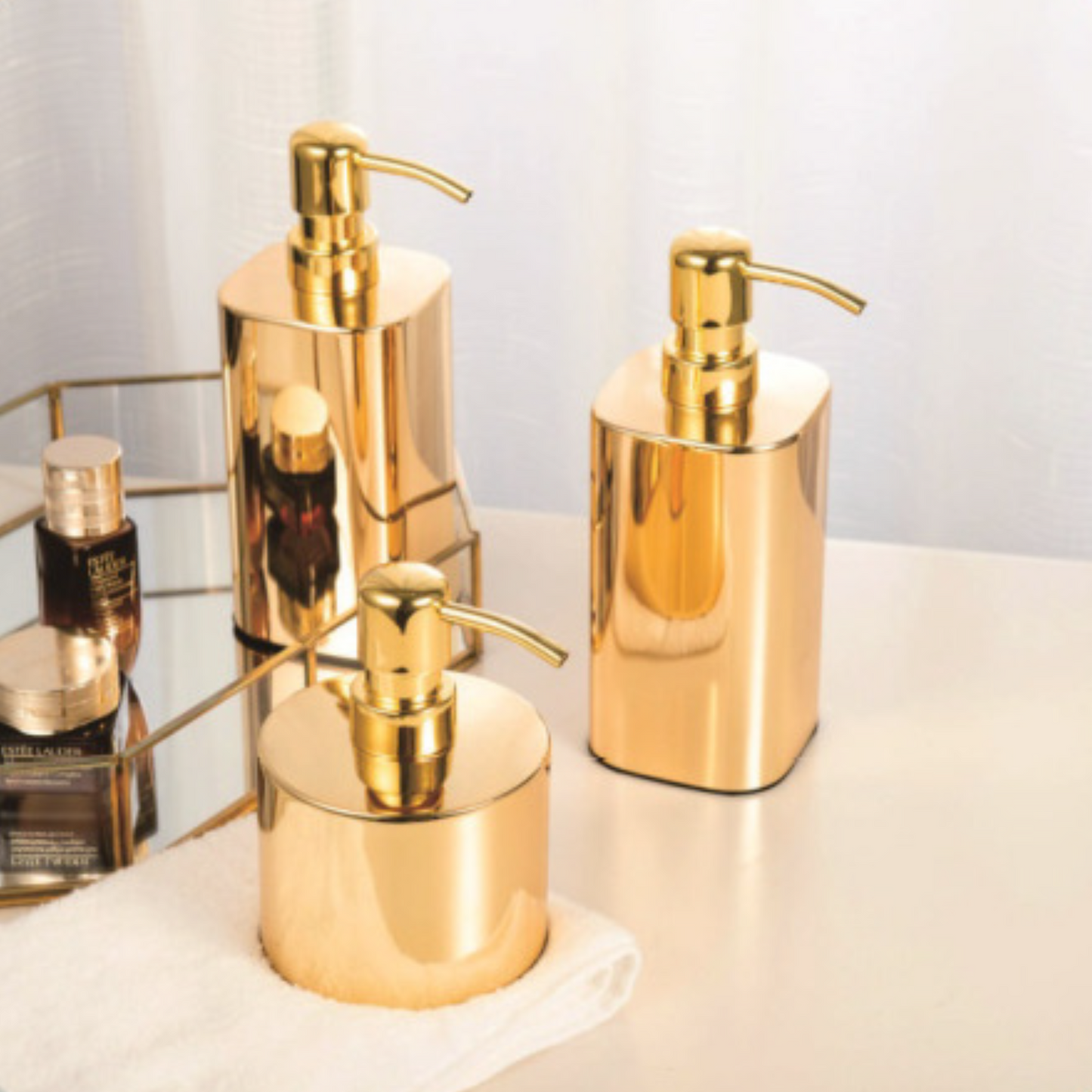 Gold Wall-Mounted Stainless Steel Toiletry Dispenser