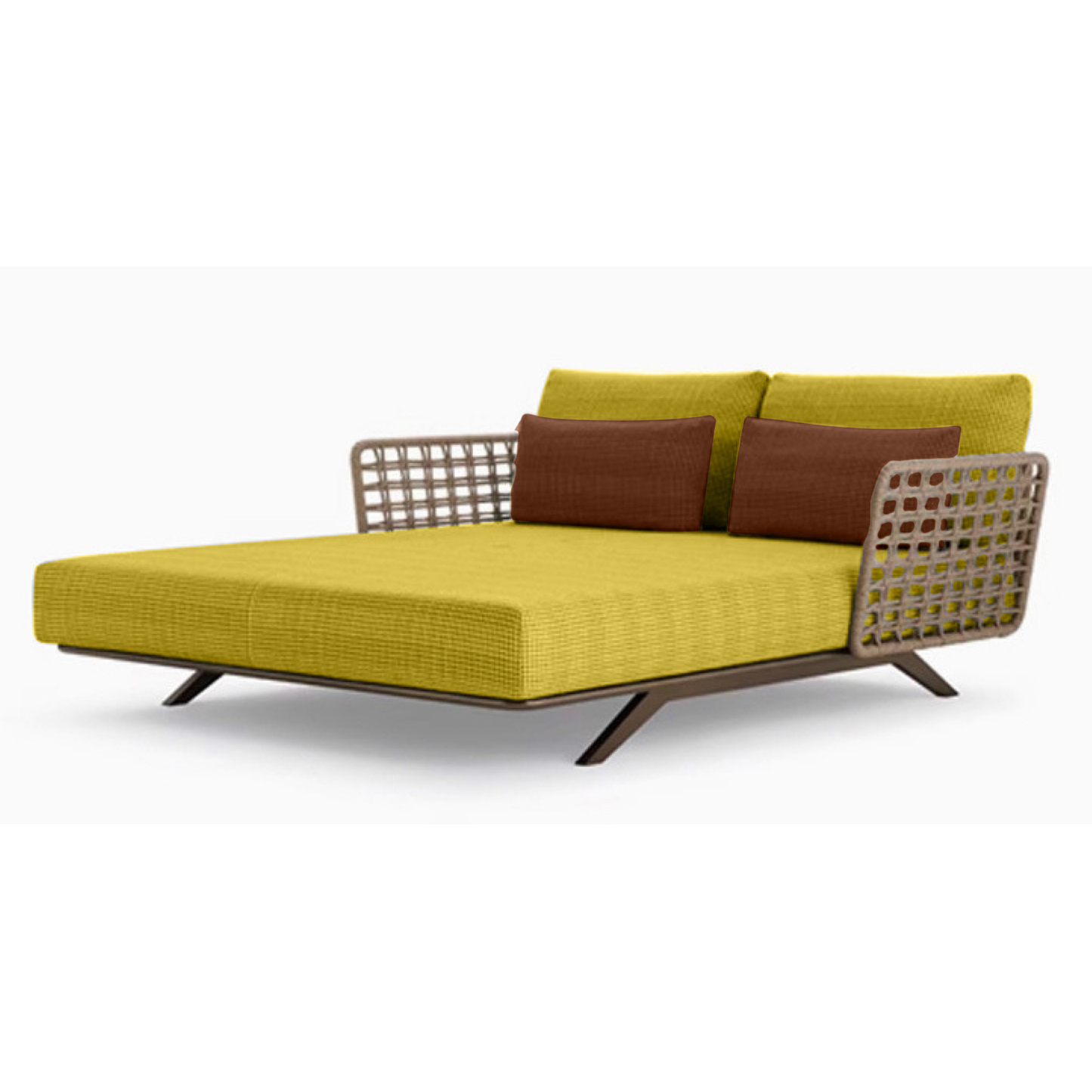 Luxury Double Daybed, Waterproof Fabric & Rope Design with Side Tables