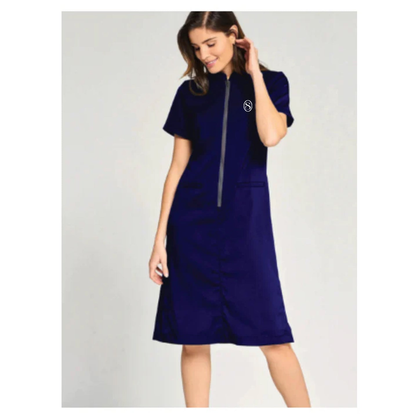 Ladies Navy Blue Dress with Mesh