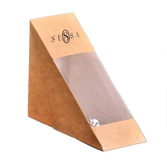Eco-Friendly Kraft Paper Sandwich Box with Clear Window, Takeaway Packaging