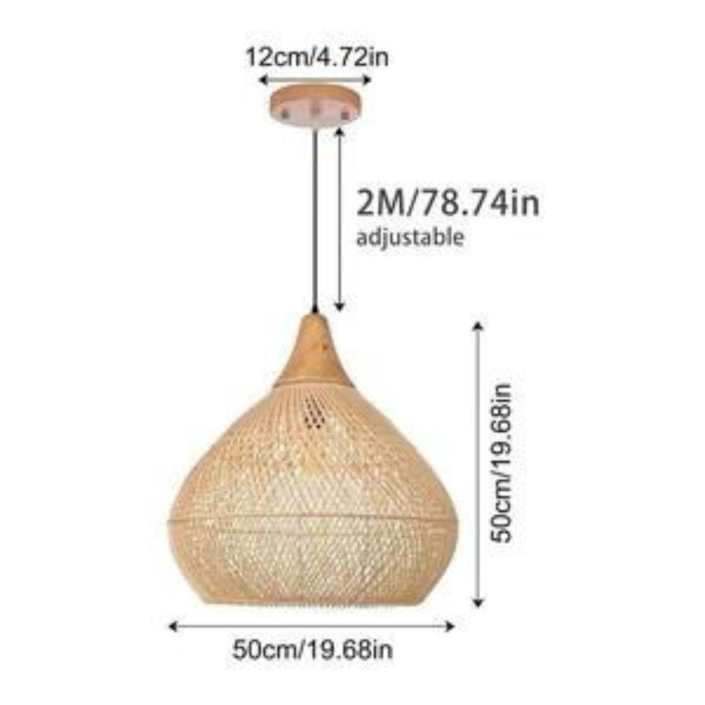 Vintage Rattan Chandelier – 40cm Diameter, Daylight & Warm White Options