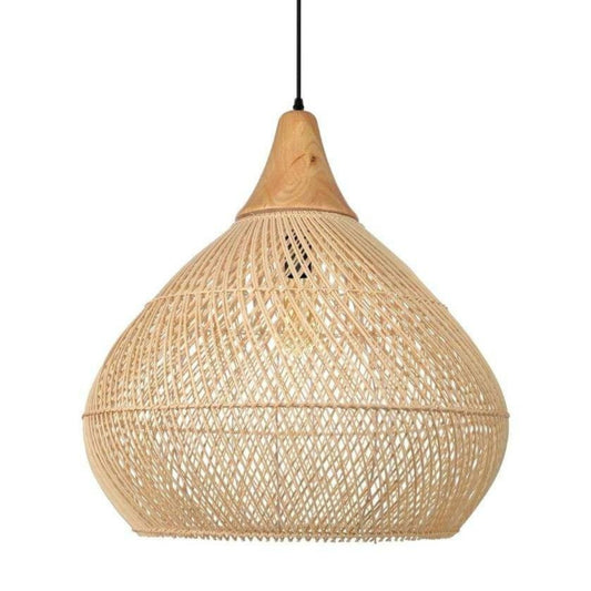 Vintage Rattan Chandelier – 40cm Diameter, Daylight & Warm White Options