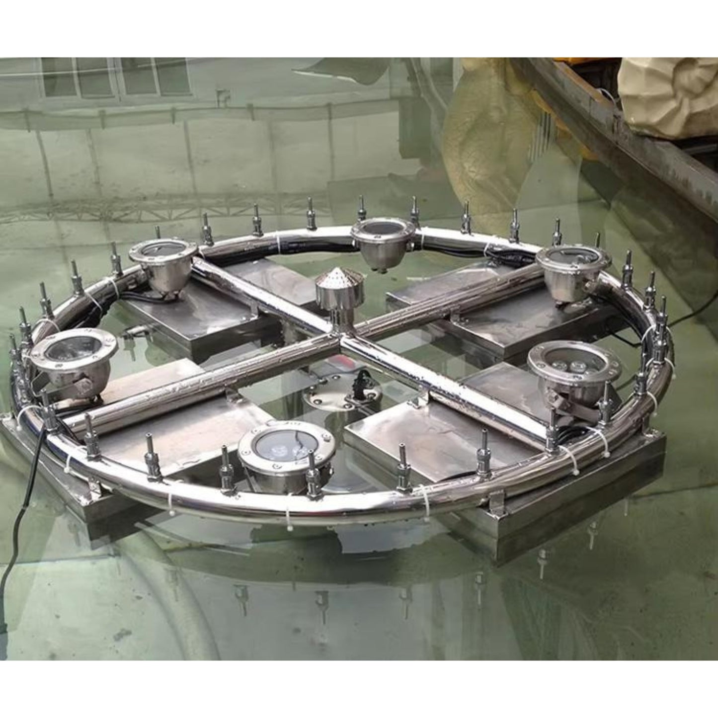 Customizable Stainless Steel Floating Water Fountain with Multicolored LED Light