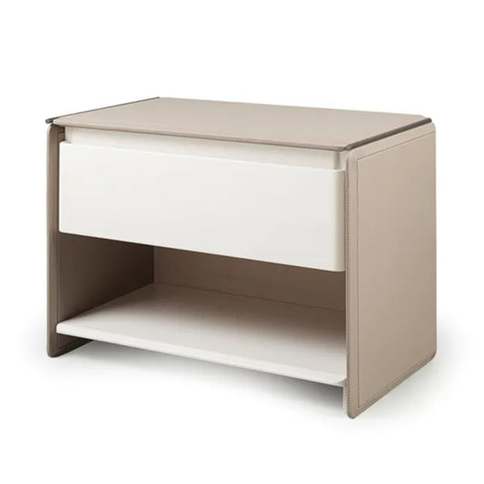 Stylish Multi-Layer Solid Wood Stand with Stainless Steel & Saddle Leather