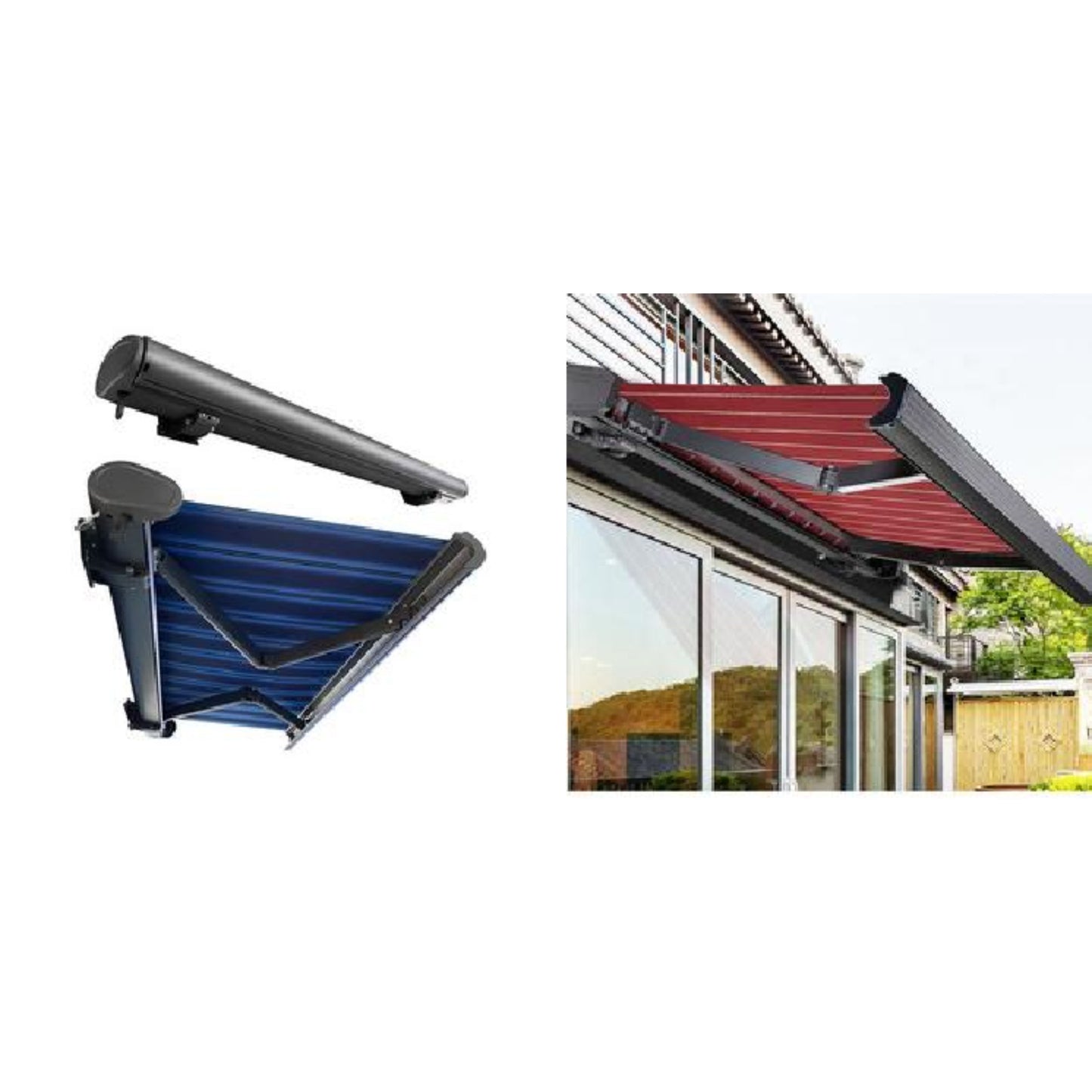 Customizable Retractable Sunshade Awning – Polyester with PVDF-Coated Aluminum Frame