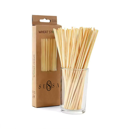 100-Pack Organic Wheat Drinking Straws – Biodegradable & Eco-Friendly