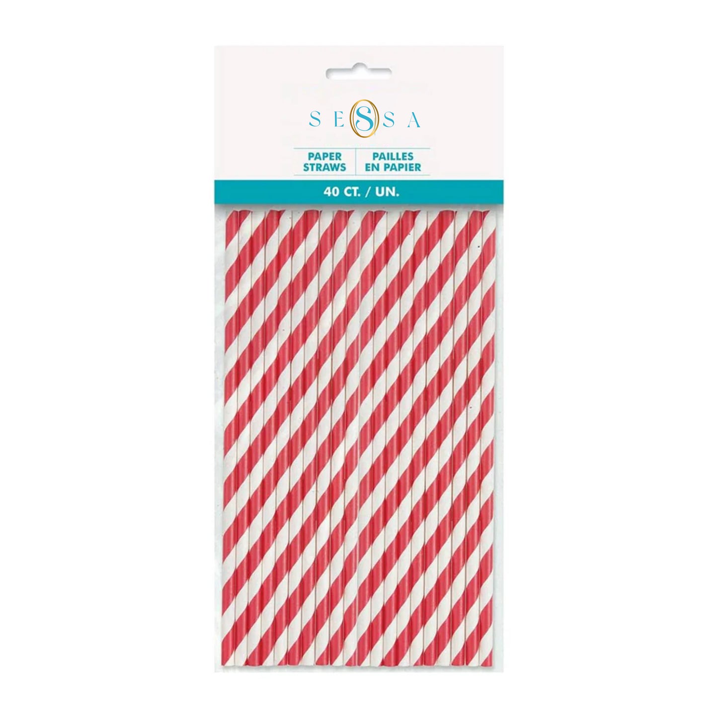 40-Pack Red Striped Paper Straws – Biodegradable & Party-Ready