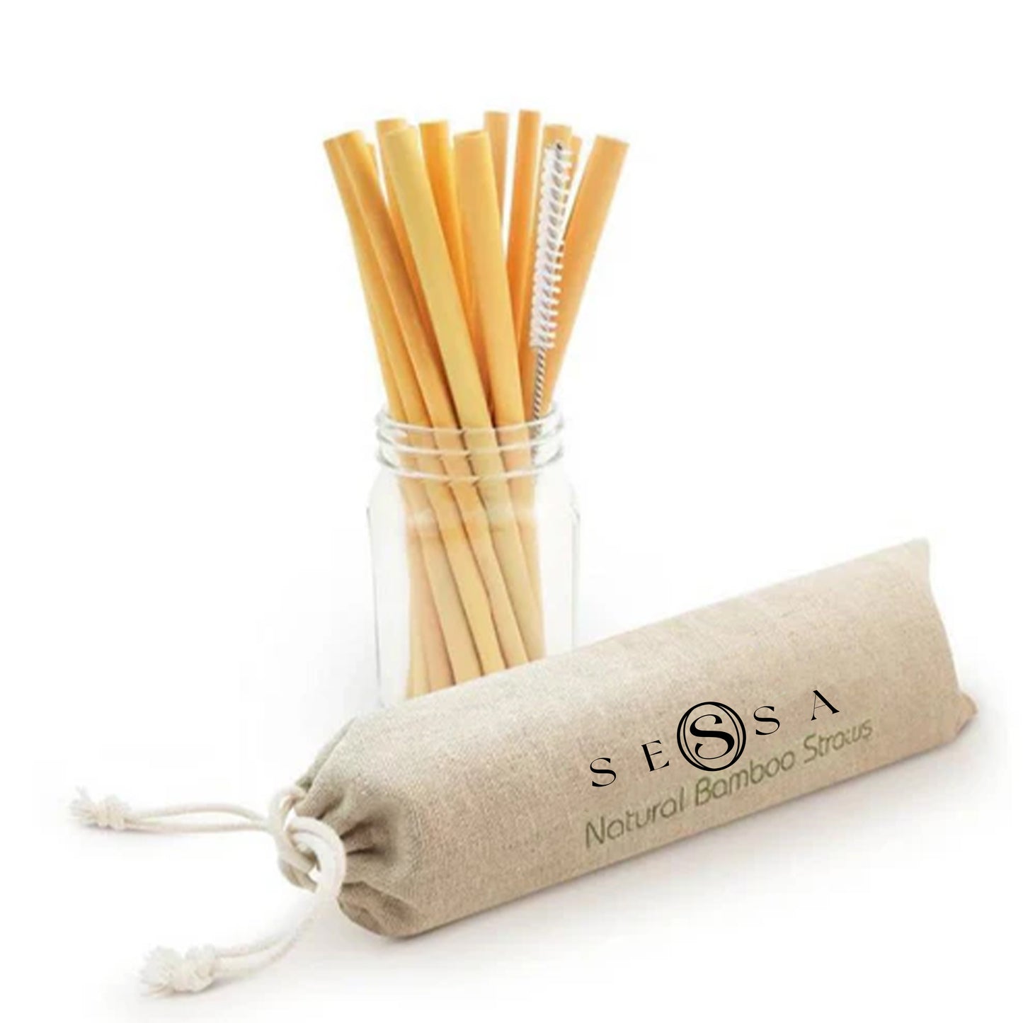 Biodegradable & Reusable Bamboo Straws – 12-Pack, 22cm