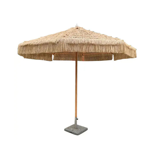 Straw Outdoor Umbrella – Tropical Event Sunshade with Sturdy Base