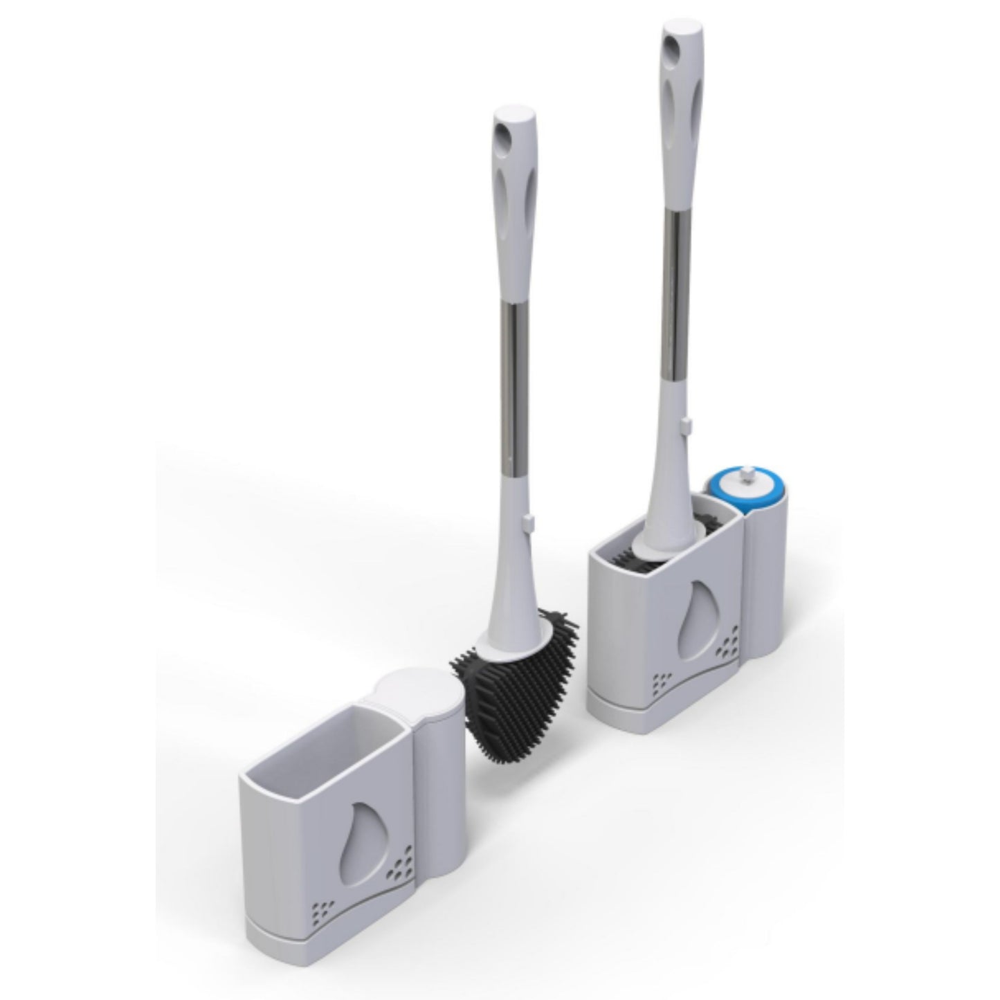 4-in-1 Toilet Brush Set – ABS+TPR, Includes Nylon Brush, Disposable Sponge & Base