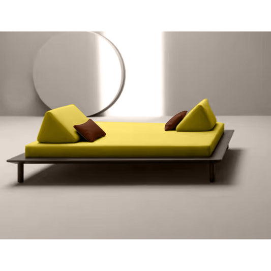 Luxury Double Daybed, Aluminum Frame with Thick Cushion & Rock Plate Tables