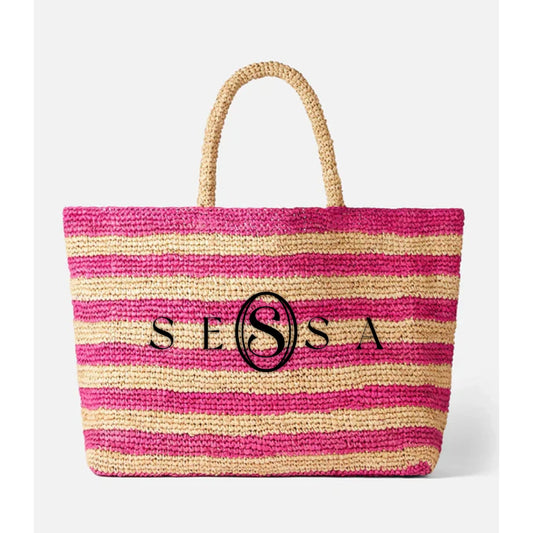 Woven Paper Tote Bag with Embroidered Design