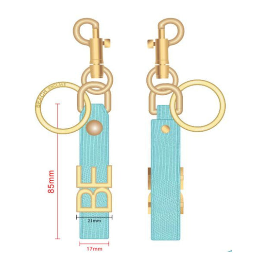 Gold-Plated PU Leather Keychain – Custom Engraved Logo Keyring