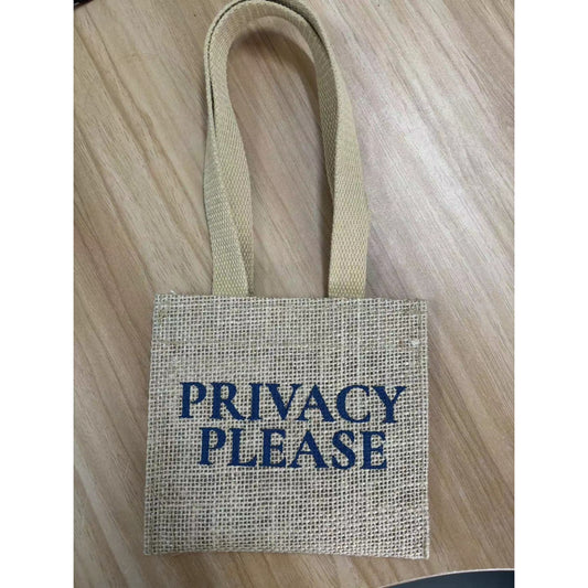 Jute Privacy Door Sign Tote Bag – Double-Sided Print – "Privacy Please" & "Treatment in Progress"
