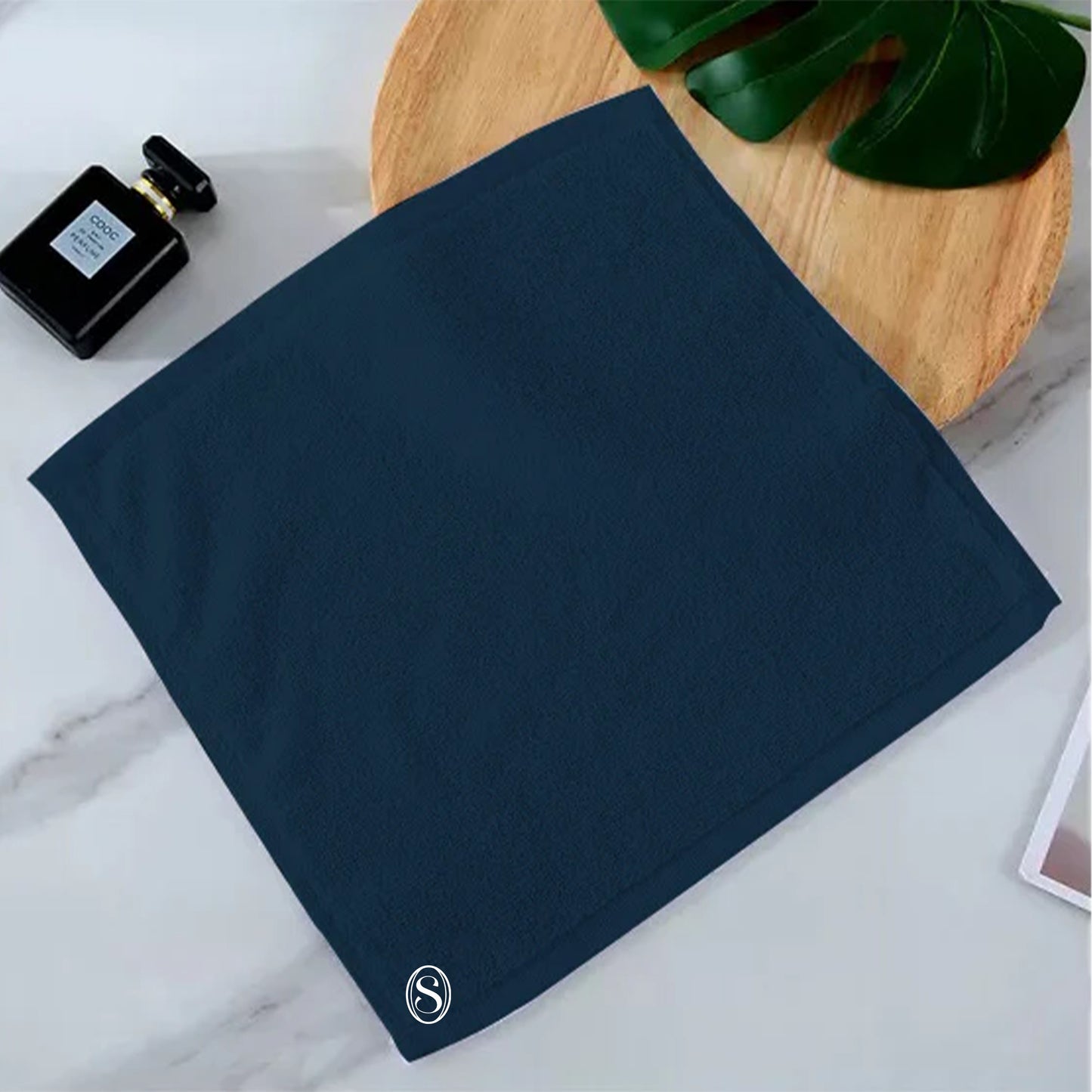 Wet Face Towel, 32x32cm, Abyss Color, Embroidered Logo, Soft & Absorbent