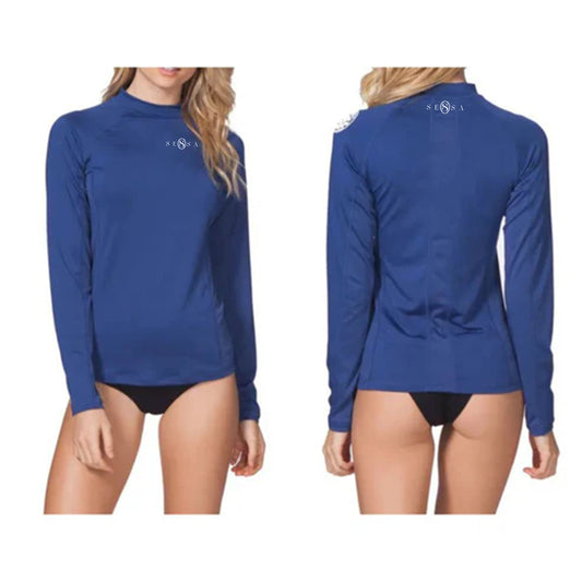 WaveBloom Guard Crew Neck Long Sleeve – Clingy Fit Rash Guard with Raglan Sleeves