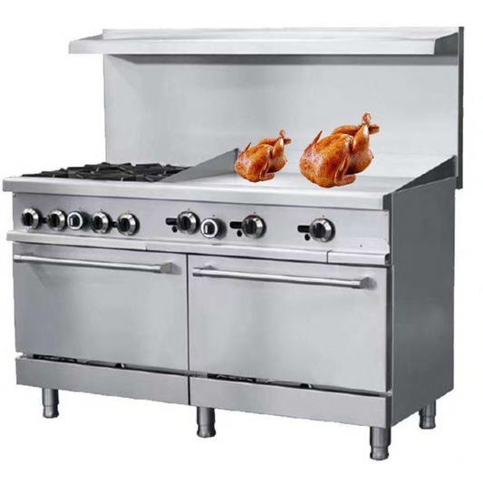 Stainless Steel Gas Cooking Range with Oven – 4 Burner Commercial Stove