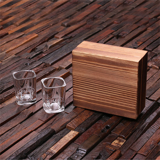 2-Piece Shot Glass Gift Set with Wooden Box
